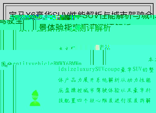 宝马X6豪华SUV性能解析与城市驾驶全景体验指南深度测评解析